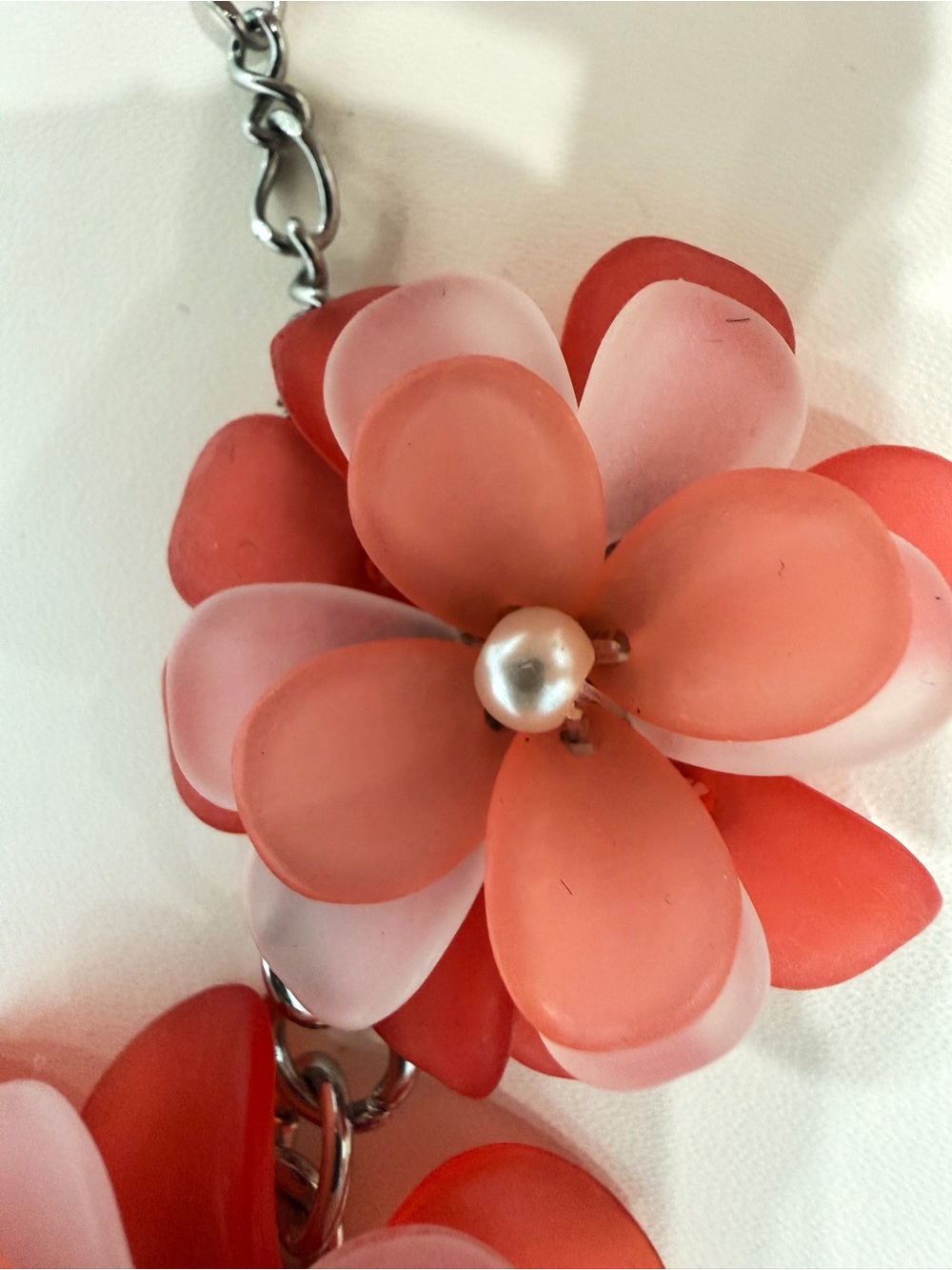 Charming Charlie Coral and Pink Floral Necklace - Picture 6 of 9